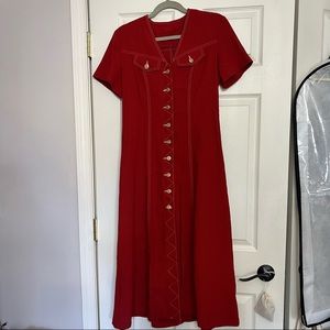 MOVING SALE! Vintage red button midi dress
